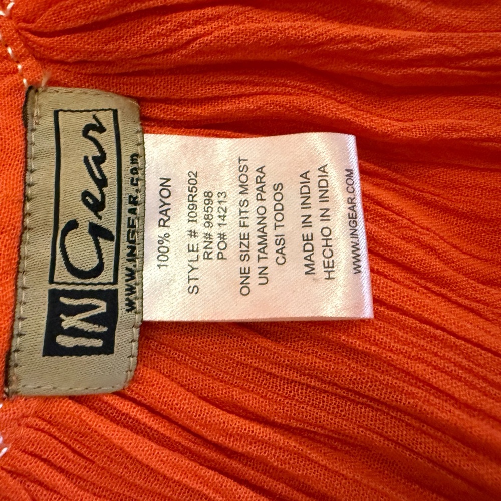 NWOT Orange with white print maxi beach coverup. One size fits most - Picture 6 of 6